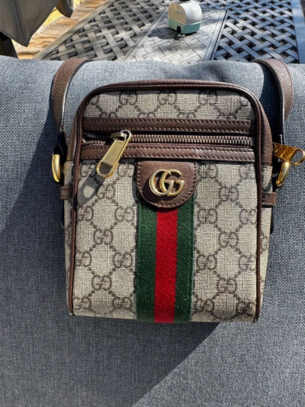 Gucci GG Supreme Monogram Web Mini Ophidia Crossbody Bag